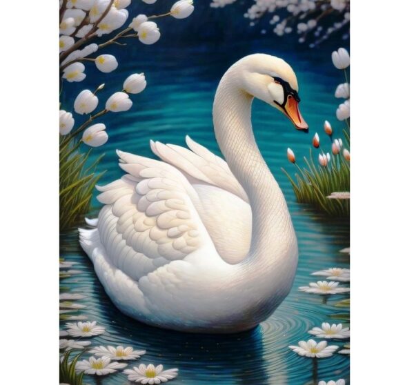 5d swan diamond painting Boshra Full round drill 30*40 لوحه البجع الرسم بالماس