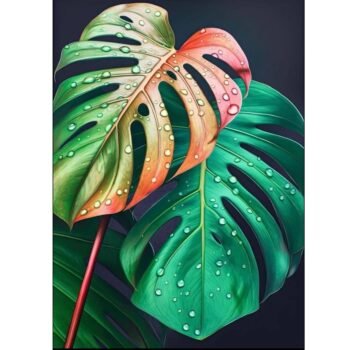 5d Diamond painting Egypt Green Leaf full round drill 30*40 لوحة ماسية ورق الشجر الاخضر رسم بالماس
