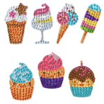 5d 7 Diamond painting stickers crystal drill Ice cream إستيكرات ايس كريم رسم بالماس