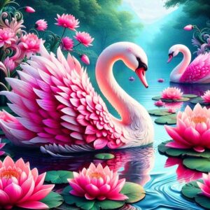 5d swan diamond painting Boshra Full Ab round drill 40*40 لوحه البجع الرسم بالماس