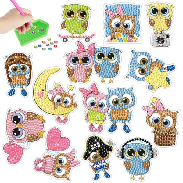 5d Diamond painting Boshra owl stickers إستيكرات بوم رسم بالماس