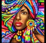 5d African Women DIY Full Round Drill Diamond Painting 40*40 لوحة المرأة الإفريقيه رسم بالماس