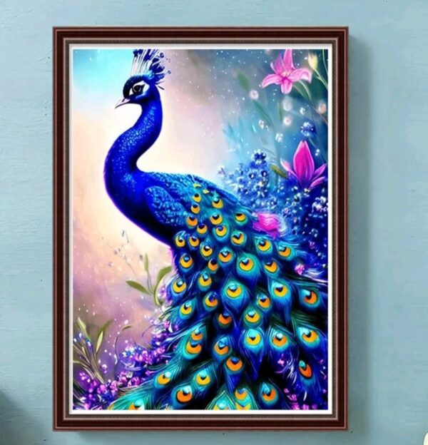 5d Peacock Full crystal Round Drill Diamond Painting 40*50 لوحةالطاووس كريستال رسم بالماس