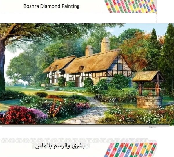 5d Diamond painting Boshra forest House round drill 40*70 لوحة بيت الغابة رسم بالماس