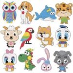 5d Diamond painting 12 stickers the Animals Drill إستيكرات الحيوانات كرتون رسم بالماس