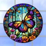 5d Diamond painting Butterfly full ab round 45*45 لوحة دائرية الفراشة مع الازهار الرسم بالماس