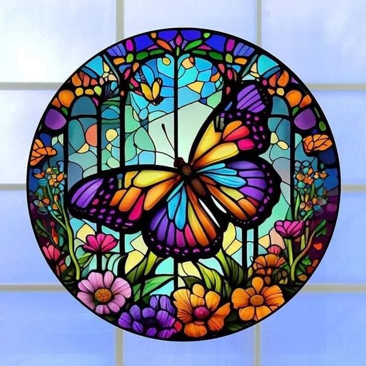 412880213_675101194784790_7094071797158194593_n 5d Diamond painting Butterfly full ab round 45*45 لوحة دائرية الفراشة مع الازهار الرسم بالماس - الصورة 1