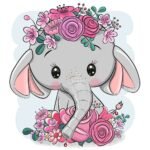 5d Diamond Elephant Girls full round AB drill لوحة فيل بناتي ديزني رسم بالماس