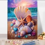 Boshra Paint by number Egypt sea shell acrylic color 40*50 لوحة البيت تلوين بالأرقام والألوان الاكريليك والفرشاه