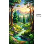 5d Diamond painting forest full round drill 35*60 لوحةالغابة رسم بالماس