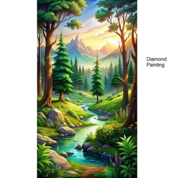 5d Diamond painting forest full round drill 35*60 لوحةالغابة رسم بالماس
