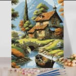 Boshra Paint by number Egypt nature life acrylic color 40*50 لوحة الطبيعة تلوين بالأرقام والألوان الاكريليك والفرشاه