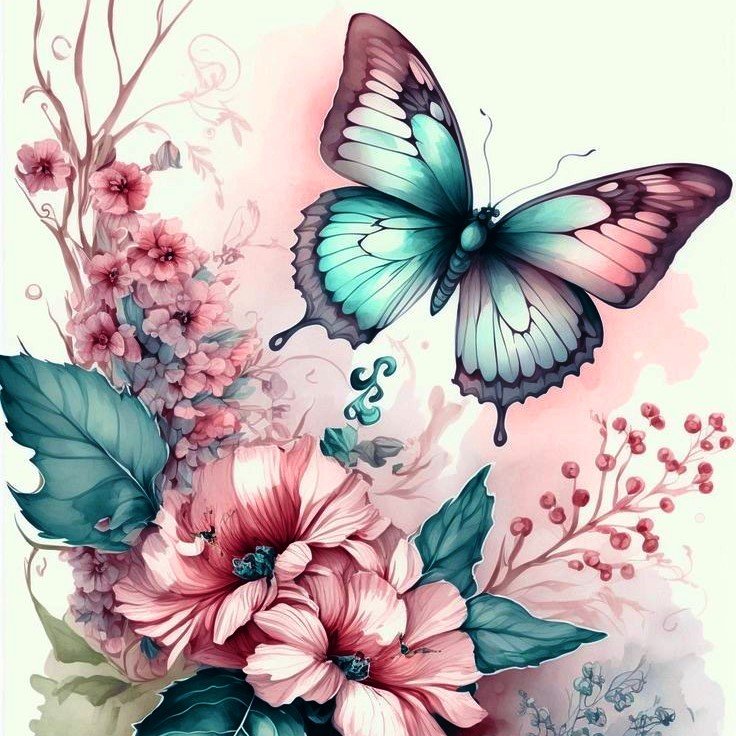 99efb07a5810ab2cd8a7b96f0c680ce5 5d Diamond Painting Boshra Butterfly full round drill 30*30 لوحة الفراشات رسم بالماس - الصورة 1