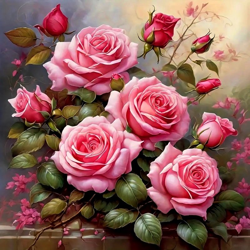 25d0024e892e88c93deaf1ffad70499a 5d Diamond painting Classic Rose full Square drill 40*40 لوحة ألازهار الكلاسيكية رسم بالماس