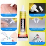 E 8000 Rhinestone Glue Clear Multi-Function Adhesive Super Glue with Cap & Precision Tip for Jewelry Repair, Small Hobby Models, Metal Stone Crafts, Fabric(110ML)لزق ايه 8000 للزق الماسات ولكل الاغراض ضد الماء