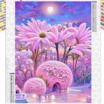 5d Diamond painting Boshra Lavander Dreamy Houses Picture full round drill 45*60لوحة بيت الأحلام اللفندر رسم بالماس