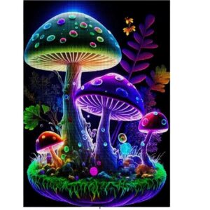 5d Diamond painting Boshra Dreamy Neon Mushroom full Round ab drill 50*70 لوحة الألما الماشروم المضئ رسم بالماس