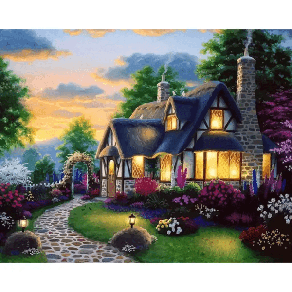 5d Forest House Full Round Drill Diamond Painting Boshra 40*50 لوحة بيت الغابة رسم بالماس (Copy)