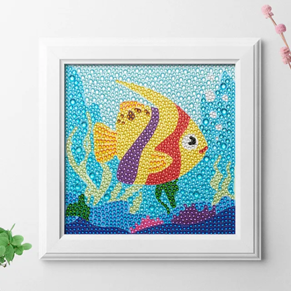 diamond painting Kids fish crystal Full Drill 15*15 لوحة السمكه الرسم بالماس للأطفال دايموند كريستال