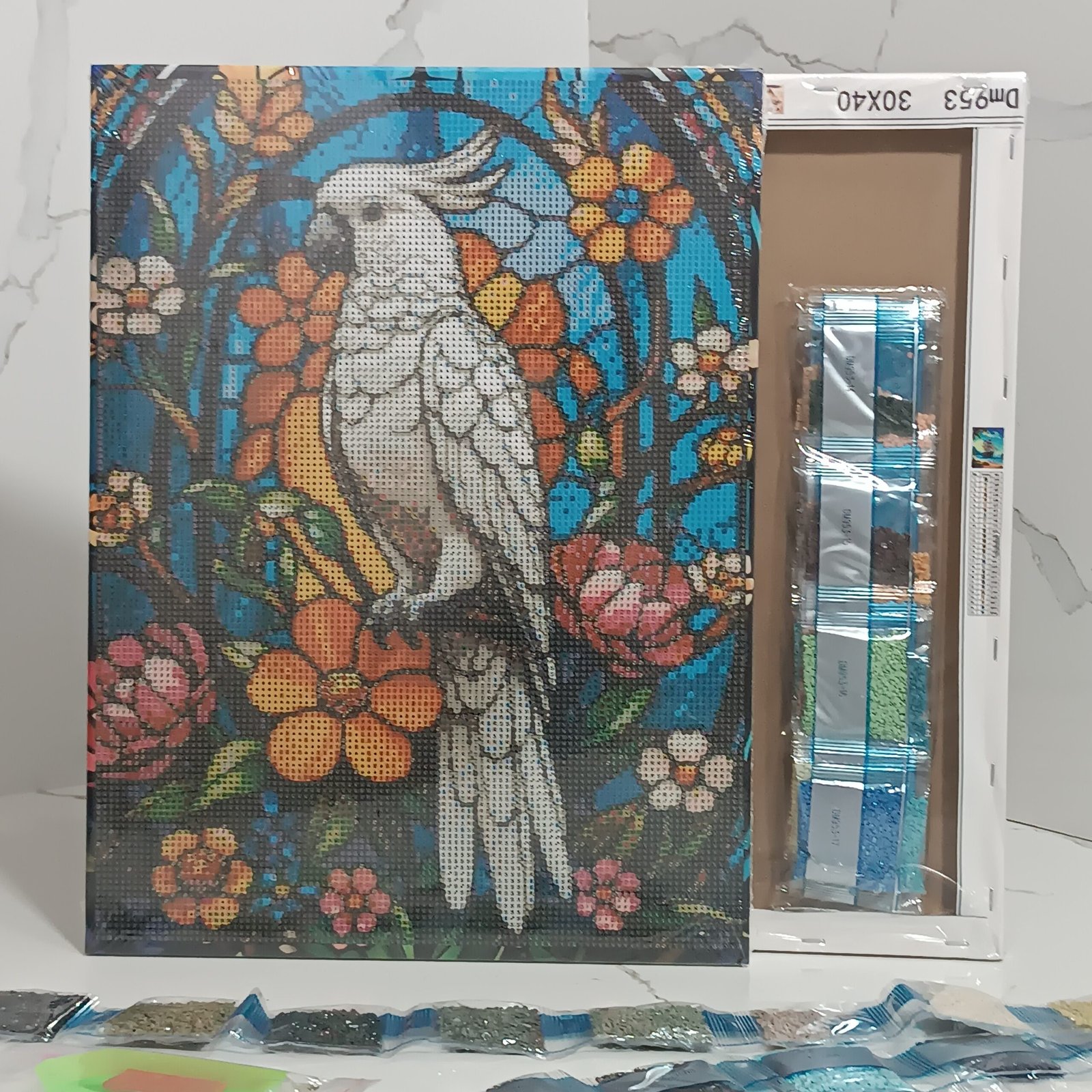 IMG_20251112_135652 Boshra Diamond Painting Egypt bird Frame & AB Full Round Diamonds 30*40cm لوحة ماسية البغبغان بإطار خشب و دايموند إيه بي - الصورة 1