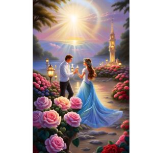 5D Diamond Painting Egypt Prince and Princess Full Round Drill 35*55 الرسم بالماس لوحة الأامير والاميره