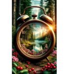 5d Diamond painting Natural clock full round drill 50*70 لوحة ساعه الطبيعه رسم بالماس