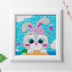 diamond painting Kids rabbit crystal Full Drill 18*18 لوحة الارنب الرسم بالماس للأطفال دايموند كريستال