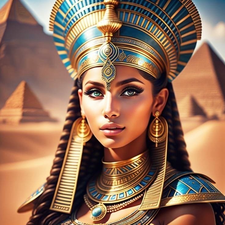183d1ecfe44b9f2860a51e9cd1bf17ad 5d Egyptian woman DIY Full Round Drill Diamond Painting 40*40 لوحة المرأة المصريه رسم بالماس - الصورة 1