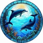 5d Diamond painting Dolphin full round drill 45*45 لوحة الدولفين رسم بالماس