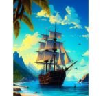 5d Diamond painting Boat full round drill 40*50 لوحة المركب رسم بالماس