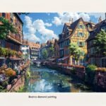 5d Diamond painting The Houses & The River full round drill 50*60  لوحة البيوت والبحر رسم بالماس