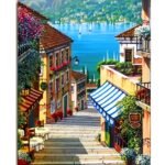 5d Diamond painting Town full round drill 40*50 لوحة المدينة رسم بالماس