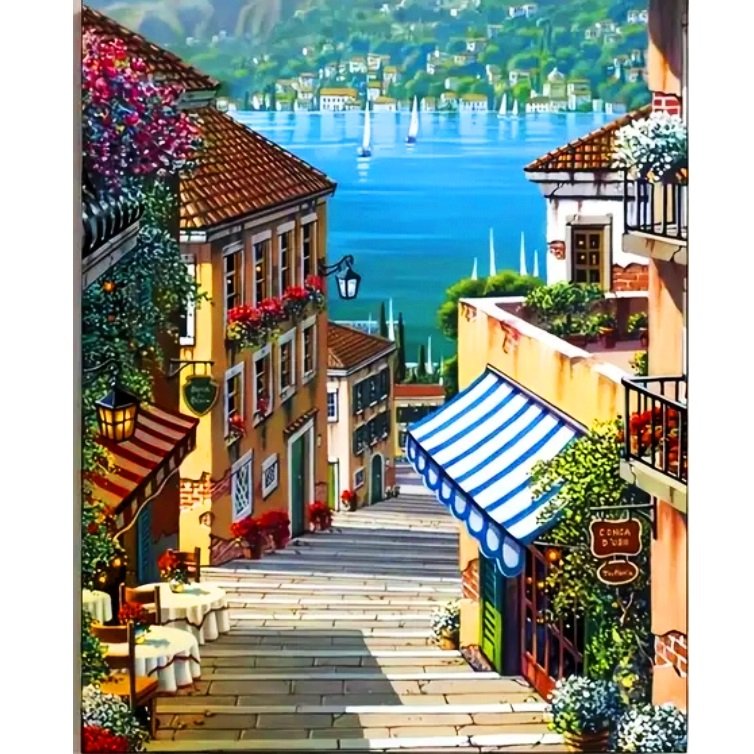 A059-40X50CM-50个1 5d Diamond painting Town full round drill 40*50 لوحة المدينة رسم بالماس - الصورة 1