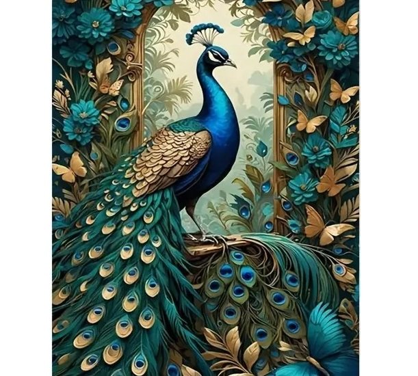 A123-45X55CM--2 5d Peacock Full square Drill Diamond Painting 40*50 لوحة الطاووس رسم بالماس - الصورة 1