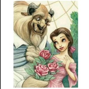 5d Diamond Painting Boshra The Beauty Disney full round AB drill 40*50 كارتون الجميله والوحش الرسم بالماس