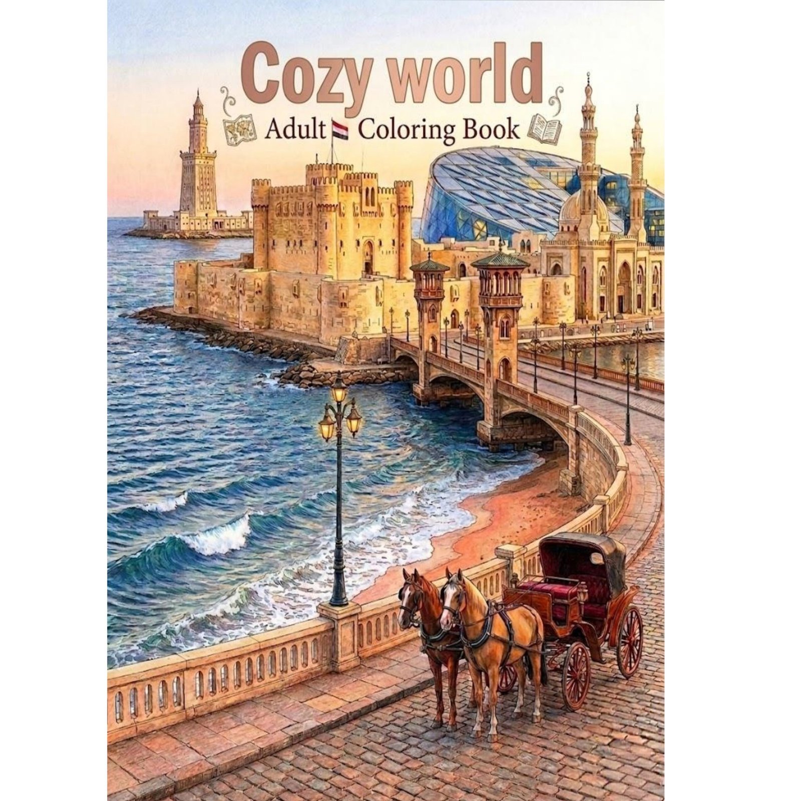 cozy world coloring book for kids & Adult Egypt Cozy world 50 book for kids & Adult Egypt book كتاب التلوين كوزي الترا هاى كوبي - الصورة 1