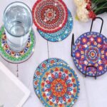 ⁦Diamond painting Boshra coaster crystal drill 6 pieces كوسترات بشري و الرسم بالماس⁩ - الصورة ⁦3⁩