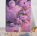 Boshra Paint by number Egypt peacock acrylic color 40*50 لوحة الطاووس تلوين بالأرقام والألوان الاكريليك والفرشاه