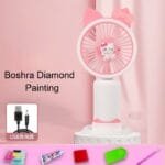 Boshra Diamond Painting Egypt Hand Fan مروحة يد بمبي وابيض رسم بالماس