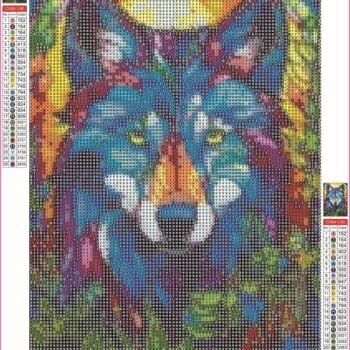 5d Diamond painting Egypt wolf full round drill 30*40 لوحة ماسية الذئب