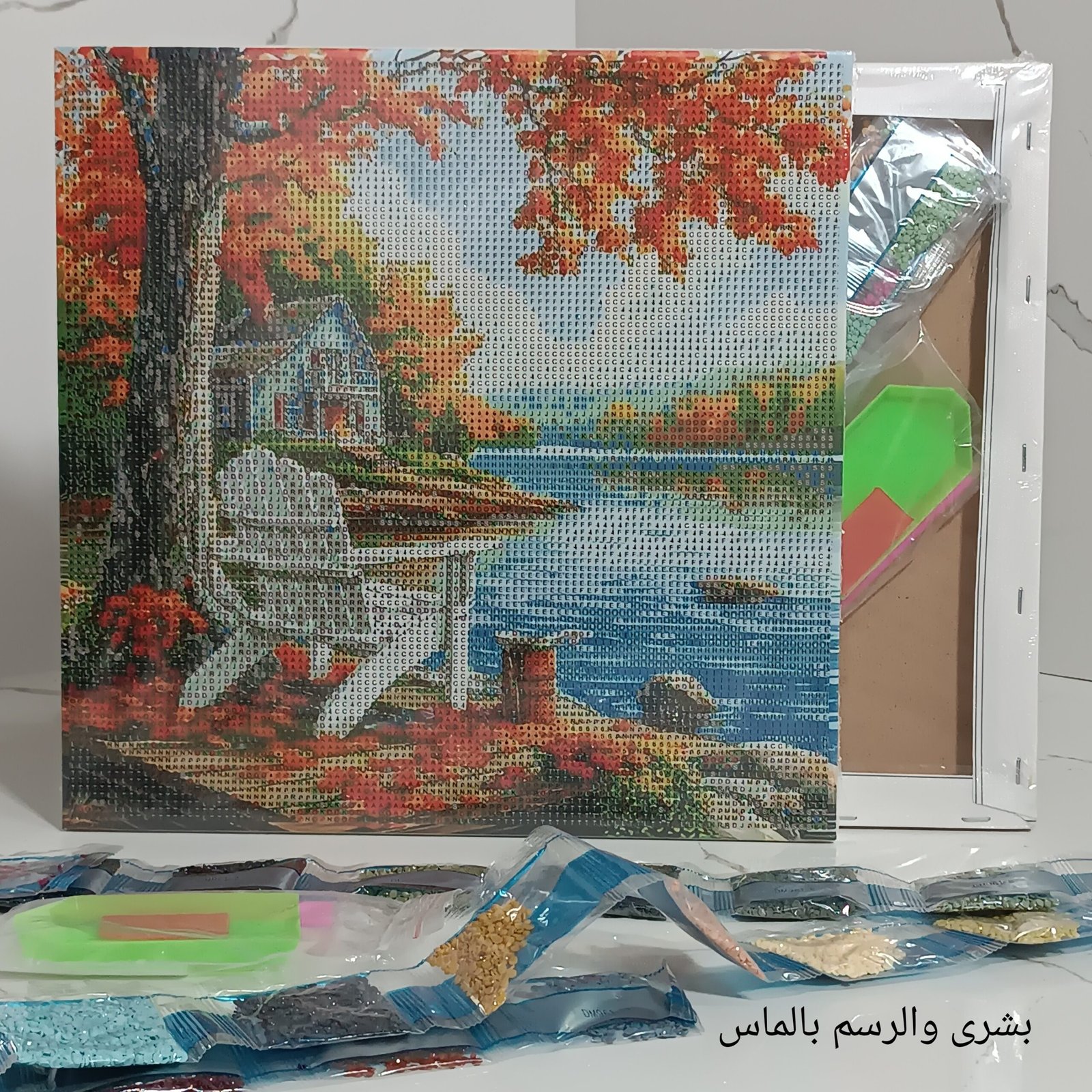 Dm 939 Diamond Painting Egypt Boshra Diamond Painting Egypt Quit Frame & AB Full Round Diamonds 30*30cm لوحة ماسية الهدوء بإطار خشب و دايموند إيه بي - الصورة 1