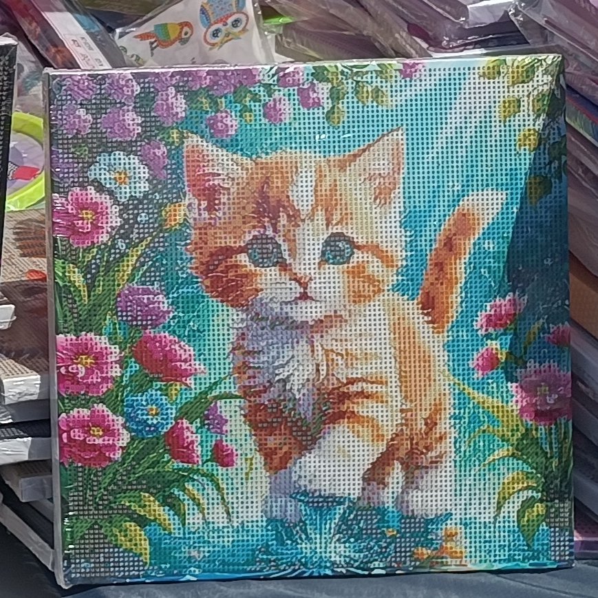 IMG_20260630_010434 Boshra Diamond Painting Egypt cat Frame & AB Full Round Diamonds 30*30cm لوحة ماسية القطه بإطار خشب و دايموند إيه بي - الصورة 1