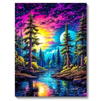 Boshra Diamond Painting Egypt Forest Frame & AB Full Round Diamonds 30*40cm لوحة ماسية الغابه بإطار خشب و دايموند إيه بي