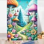 Boshra Paint by number Egypt Magic town acrylic color 40*50 لوحة المدينه السحريه تلوين بالأرقام والألوان الاكريليك والفرشاه