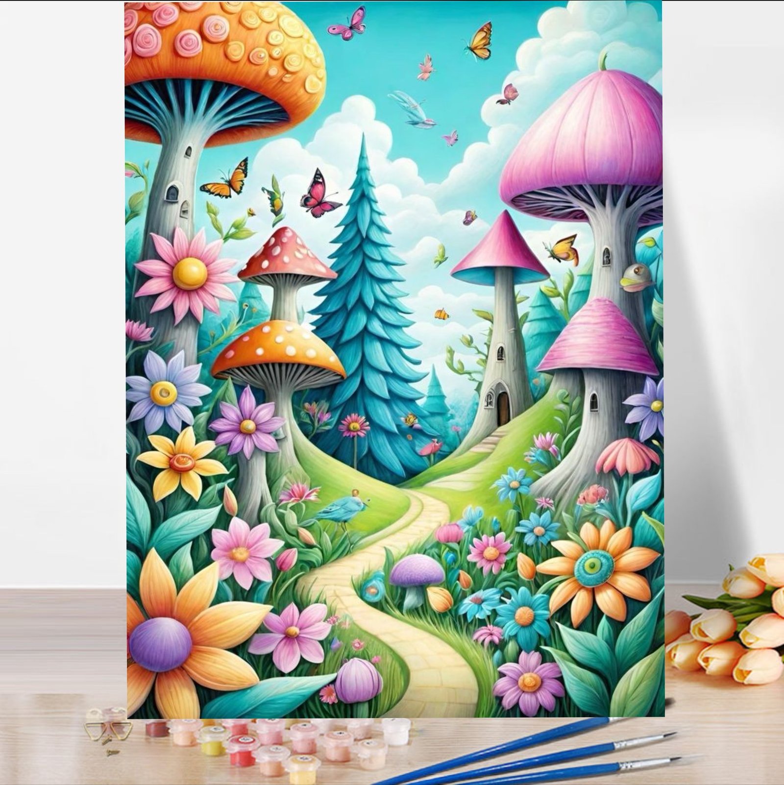 paint by number 113 Boshra Paint by number Egypt Magic town acrylic color 40*50 لوحة المدينه السحريه تلوين بالأرقام والألوان الاكريليك والفرشاه - الصورة 1