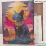Boshra Diamond Painting Egypt pharonic cat Frame & AB Full Round Diamonds 30*40cm لوحة ماسية القط الفرعوني بإطار خشب و دايموند إيه بي