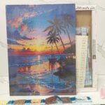 Boshra Diamond Painting Egypt sunset Frame & AB Full Round Diamonds 30*40cm لوحة ماسية الغروب بإطار خشب و دايموند إيه بيق