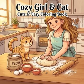 cozy cat & girl coloring book for kids & Adult Egypt