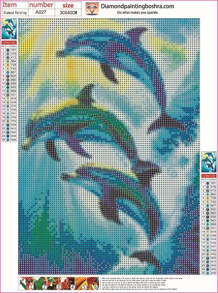 A027-30X40CM--50+÷ 5d Diamond painting Egypt dolphins full round drill 30*40 لوحة الدلافين رسم بالماس - الصورة 1
