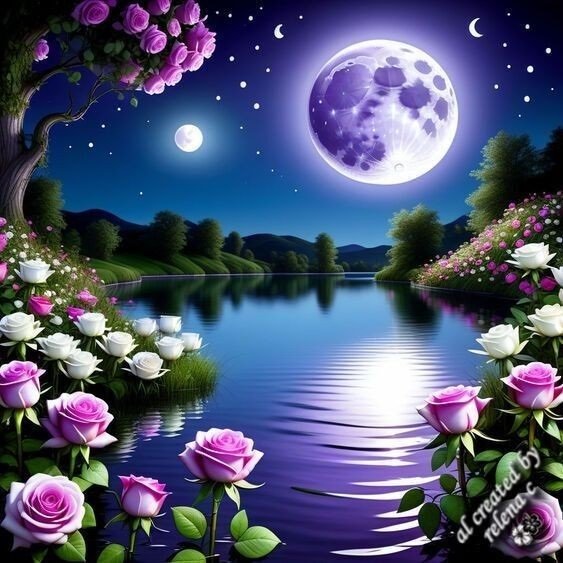A049-35X35CM-50+÷Diamond painting1 5d Diamond Painting Boshra - moon full round drill 35*35 لوحة القمر رسم بالماس - الصورة 1